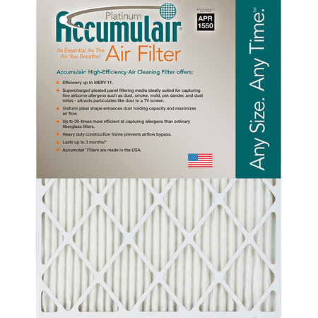 Accumulair Pleated Air Filter, 16" x 30" x 2", 6 Pack FA16X30X2_6